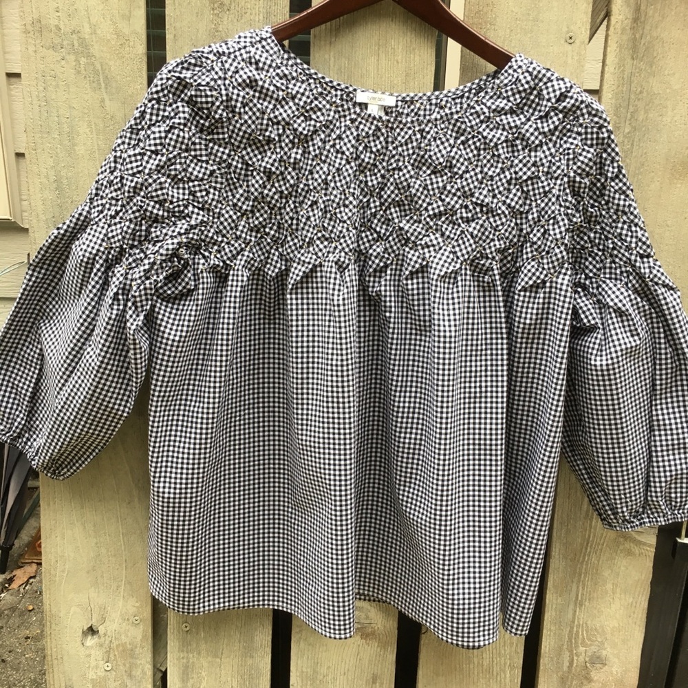 TYLER BOE Sz L RILEY GINGHAM Blk Top